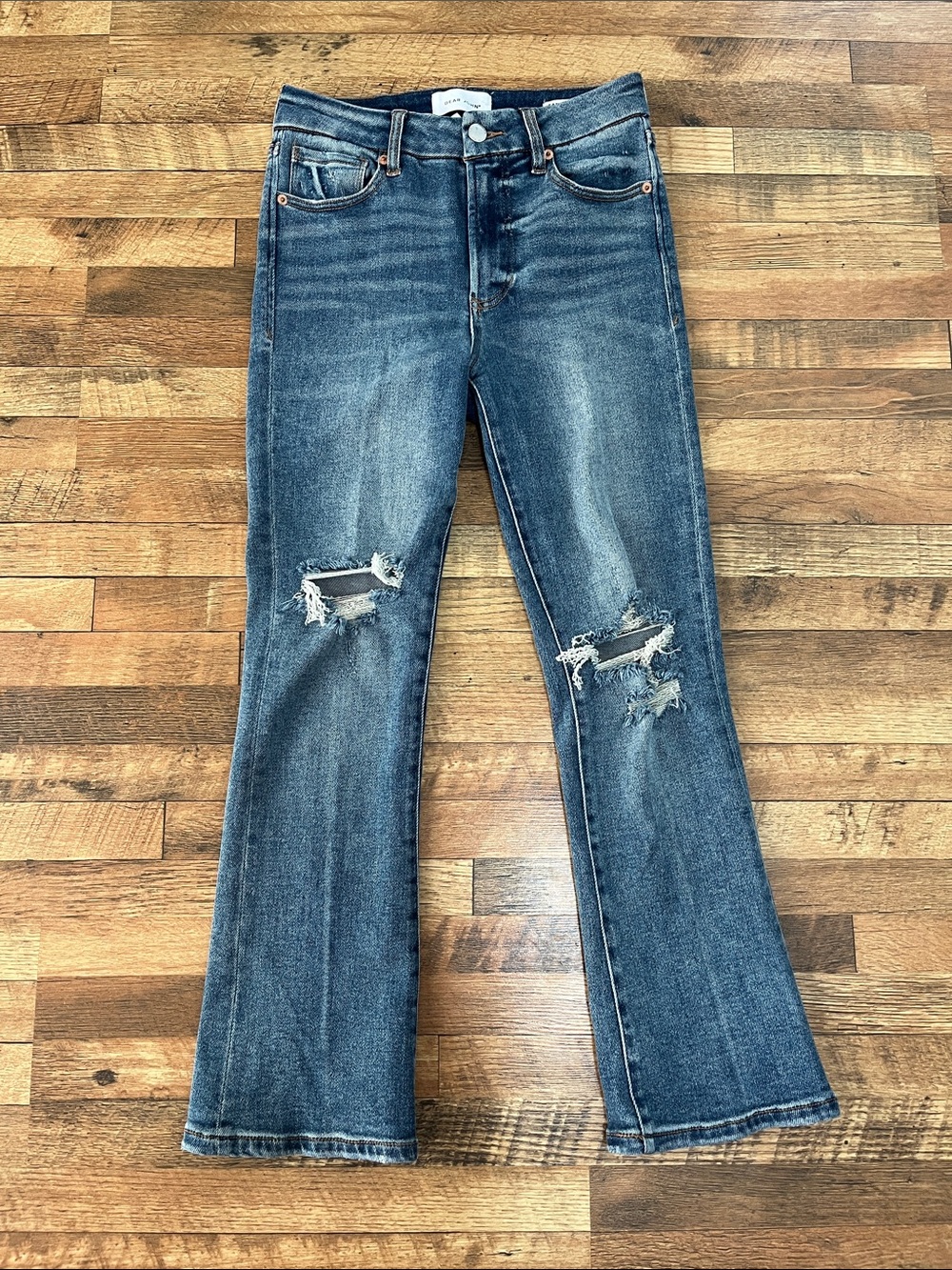 Dear John Jeanne High Rise Cropped Distressed Flare Jeans